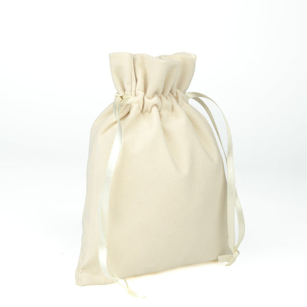 Natural Velvet Drawstring Pouch – 6" × 8" (15 × 20 cm) - Pamusan.com