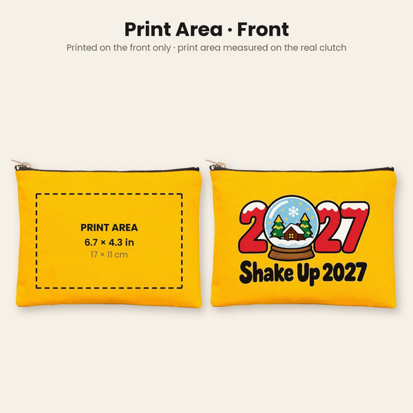 New Year's Eve Party Favors – Makeup Bags Bulk, 9 Happy New Year 2027 Designs, Zipper Clutch 8.3" × 6" (21 × 15 cm) – Cotton Gabardine - Pamusan.com
