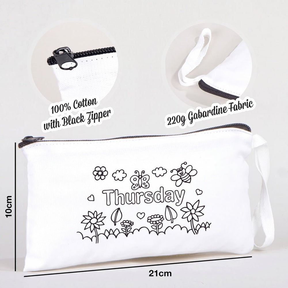 Paintable Pencil Case with Thursday Design – 8" × 4" - 6 oz - Pamusan.com