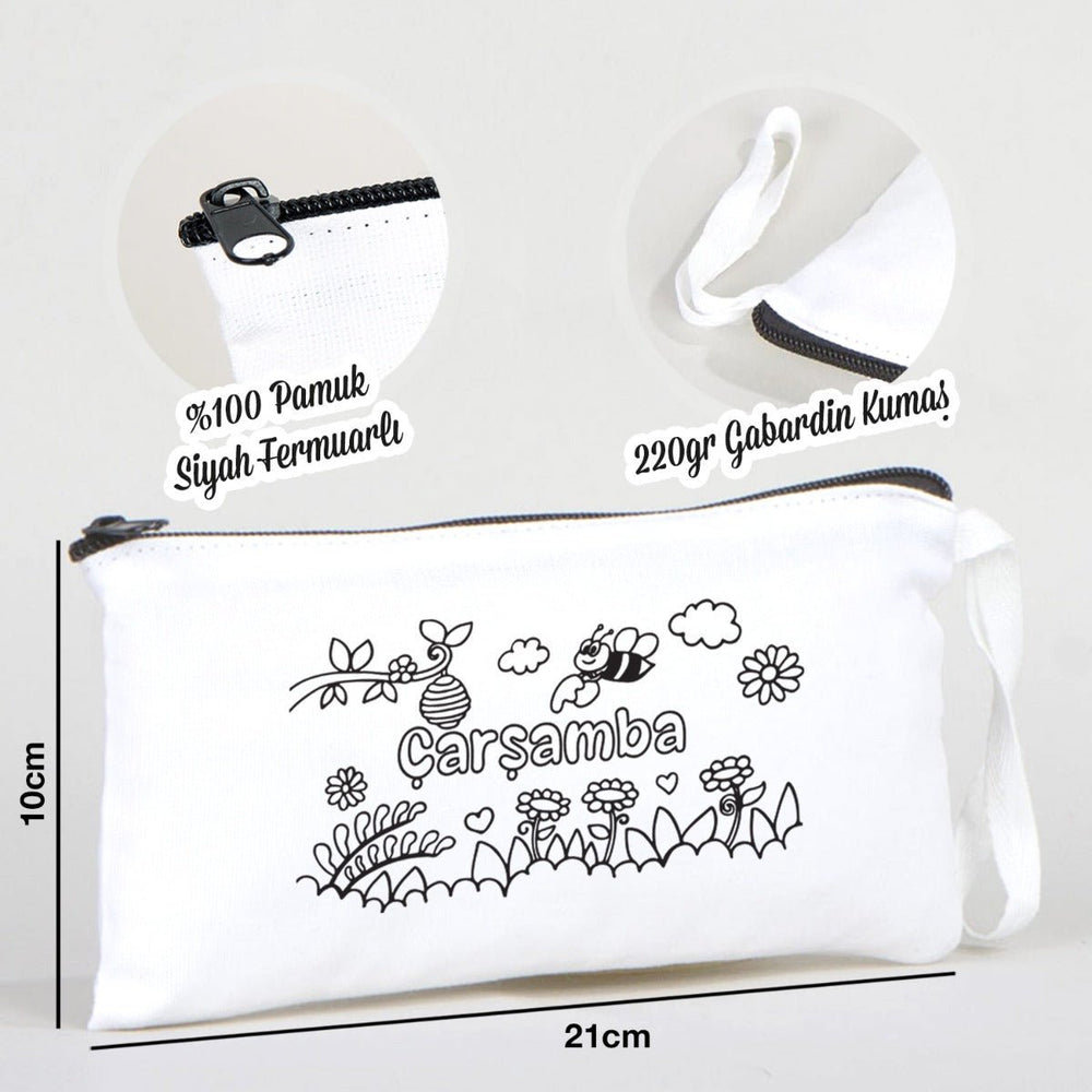 Paintable Pencil Case with Wednesday Design – 8" × 4" - 6 oz - Pamusan.com