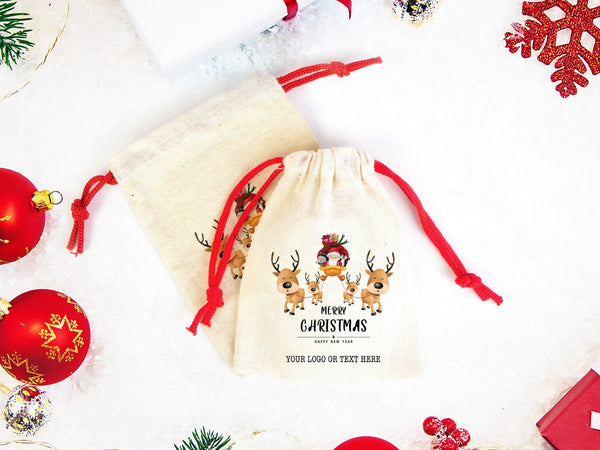 Custom Santa Christmas Pouch – Personalized Cotton Gift Bag | Pamusan