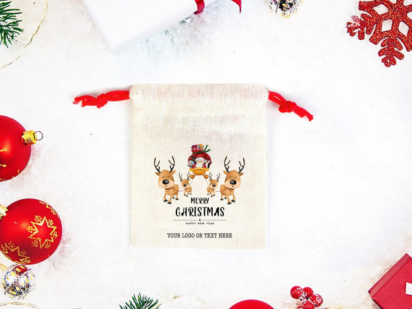 Custom Santa Christmas Pouch – Personalized Cotton Gift Bag — custom print | Pamusan