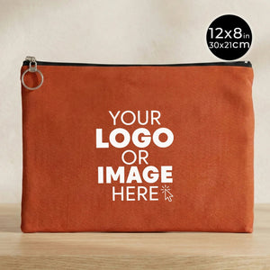 Personalized Terracotta Cotton Clutch Pouch – 12" × 8" (30 × 21 cm) – 10 oz Fabric - Pamusan.com