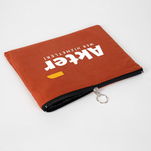 Personalized Terracotta Cotton Clutch Pouch – 12" × 8" (30 × 21 cm) – 10 oz Fabric - Pamusan.com