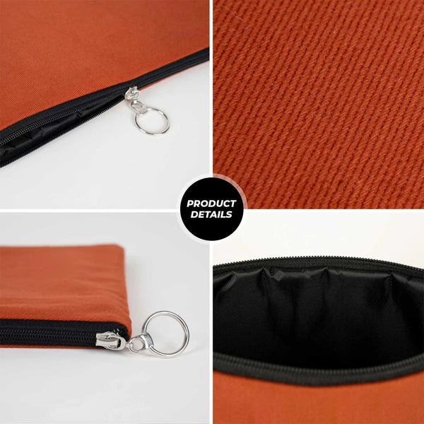 Personalized Terracotta Cotton Clutch Pouch – 12" × 8" (30 × 21 cm) – 10 oz Fabric - Pamusan.com