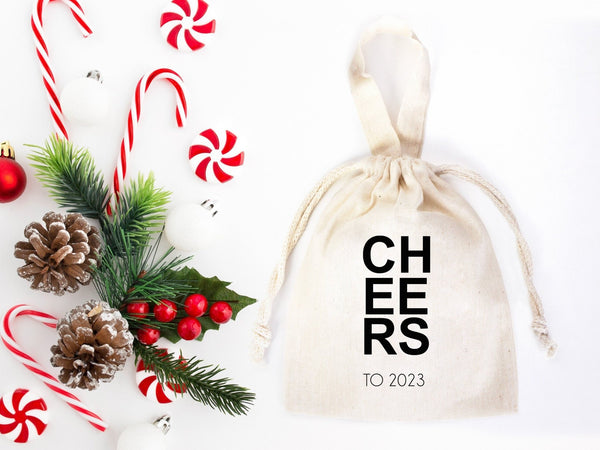 Personalized Cheers to 2023 Bags – 6"x8" Cotton Gift Bags for Family,Bachelorette Parties | Pamusan