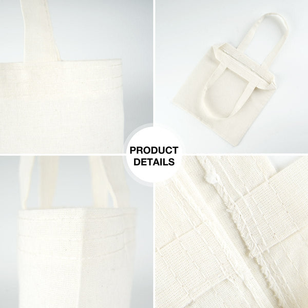 Sac cabas en tissu crème avec fermeture éclair, détails de couture - Pamusan