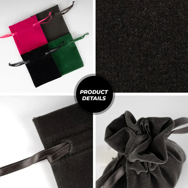 Personalized Velvet Rose Drawstring Pouch – Anthracite – 4" × 5" (10 × 13 cm) - Pamusan.com