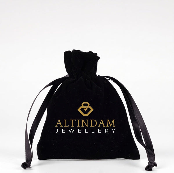 Personalized Velvet Rose Drawstring Pouch – Black – 4" × 5" (10 × 13 cm) - Pamusan.com
