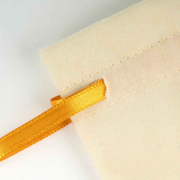 Personalized Velvet Rose Drawstring Pouch – Orange Ribbon – 4" × 5" (10 × 13 cm) - Pamusan.com