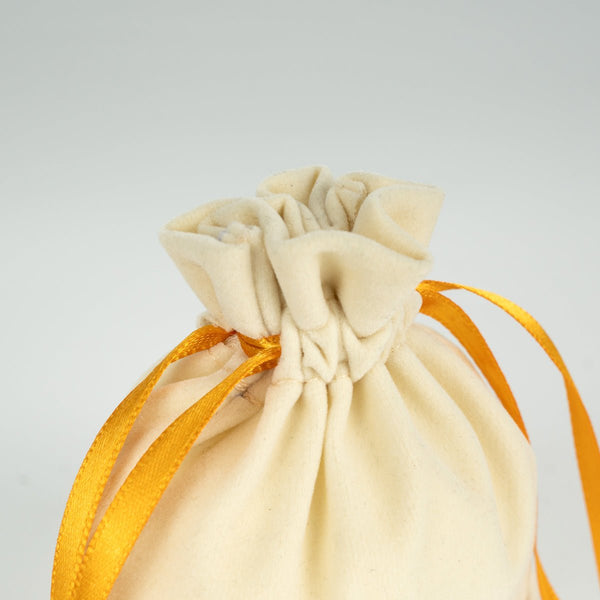 Personalized Velvet Rose Drawstring Pouch – Orange Ribbon – 4" × 5" (10 × 13 cm) - Pamusan.com