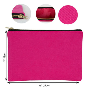 Pink Canvas Zippered Clutch Pouch – 10" × 7" (25 × 18 cm) – 10 oz - Pamusan.com
