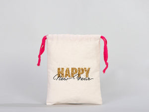 Pink Drawstring Cotton Pouch 6x8" | Custom Organic Bag — custom print | Pamusan