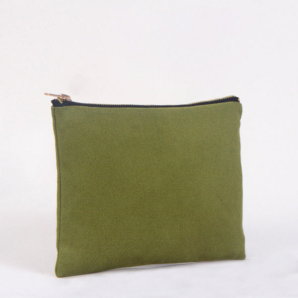 Plain Green Cotton Clutch Bag – 8"x6" Reusable Cosmetic Pouch - Pamusan.com