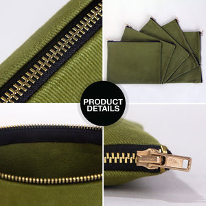 Plain Green Cotton Clutch Bag – 8"x6" Reusable Cosmetic Pouch - Pamusan.com