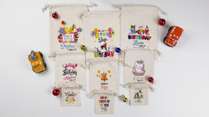 Sacs cadeaux pour premier anniversaire, 15 cm x 20 cm, personnalisés avec le prénom « Joyeux anniversaire »