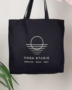 Sac de plage en toile noire 19x16x4 – Grand tote bag écologique pour le shopping et les voyages