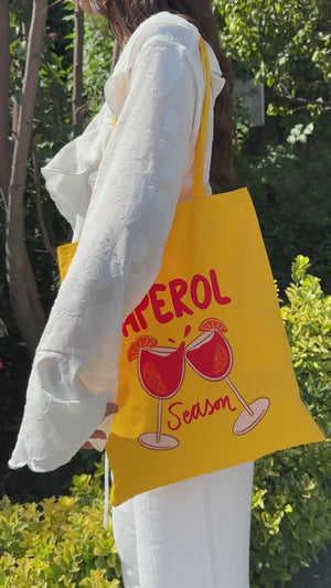 Sac tote bag personnalisé en gabardine jaune – Impression de logo personnalisée 35,5 × 40,5 cm