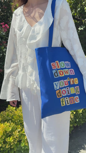 Sac tote bag en coton imprimé personnalisé – Bleu – 35 × 40 cm – 170 g