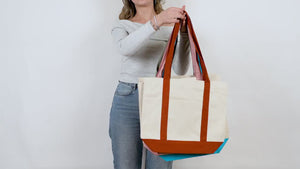 Grand sac tote bag tendance en toile avec anse marron, 40,6 cm (L) x 35,6 cm (H) x 12,7 cm (P), 355 ml, personnalisable
