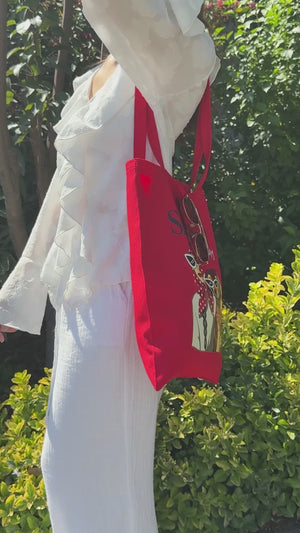Sac tote bag en coton rouge 35,5 × 40,5 cm – 225 g/m², Durable, Réutilisable & Écologique