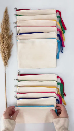 Trousse à crayons en tissu – 20 × 10 cm, verte, avec fermeture éclair (personnalisable)