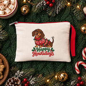 Pochette de Noël à dragonne – wristlet zippé 21 × 15 cm, 6 couleurs de zip, 9 motifs Noël & Nouvel An 2027 – coton gabardine - Pamusan.fr
