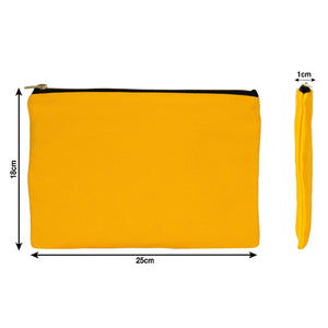 Yellow Canvas Zippered Clutch Pouch – 10" × 7" (25 × 18 cm) – 10 oz - Pamusan.com